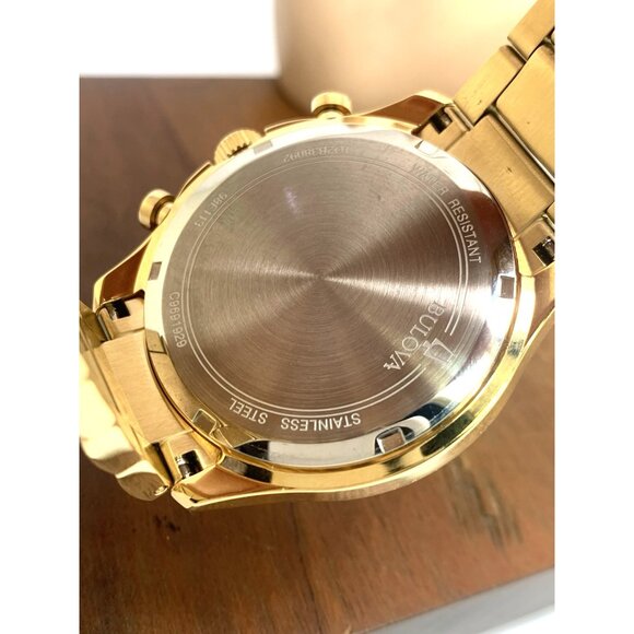 Bulova Men's Watch 98E113 Quartz Chronograph Diamond Slver Dial Gold Steel 42mm - Picture 7 of 15